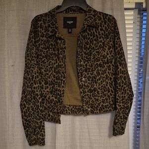 Nine West Leopard Print Jean Jacket